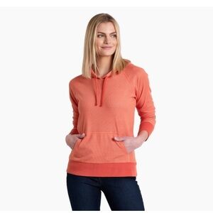 KUHL Stria Pullover Hoodie in Sunset Orange Small